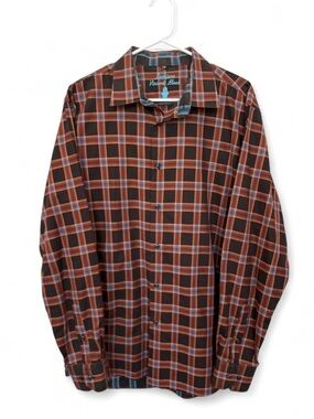 Luchiano Visconti Black Plaid Button Down Long Sleeve Shirt XL Bold Rich Western